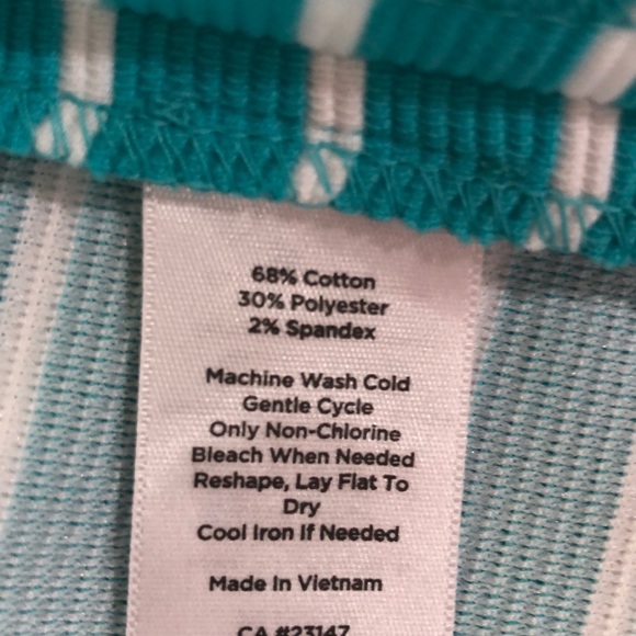 Talbots Teal/White Striped A-Line Skirt    Sz 14 - Picture 8 of 8